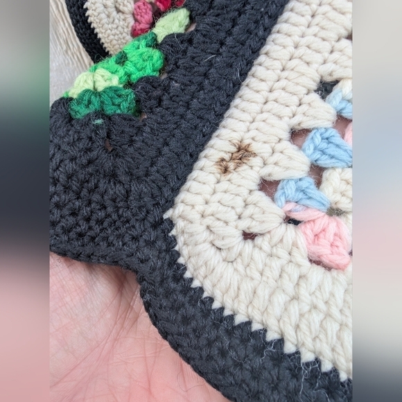 Vintage Retro Handmade Crochet Rectangle Throw Granny Square Blanket 52x32" - Picture 4 of 4